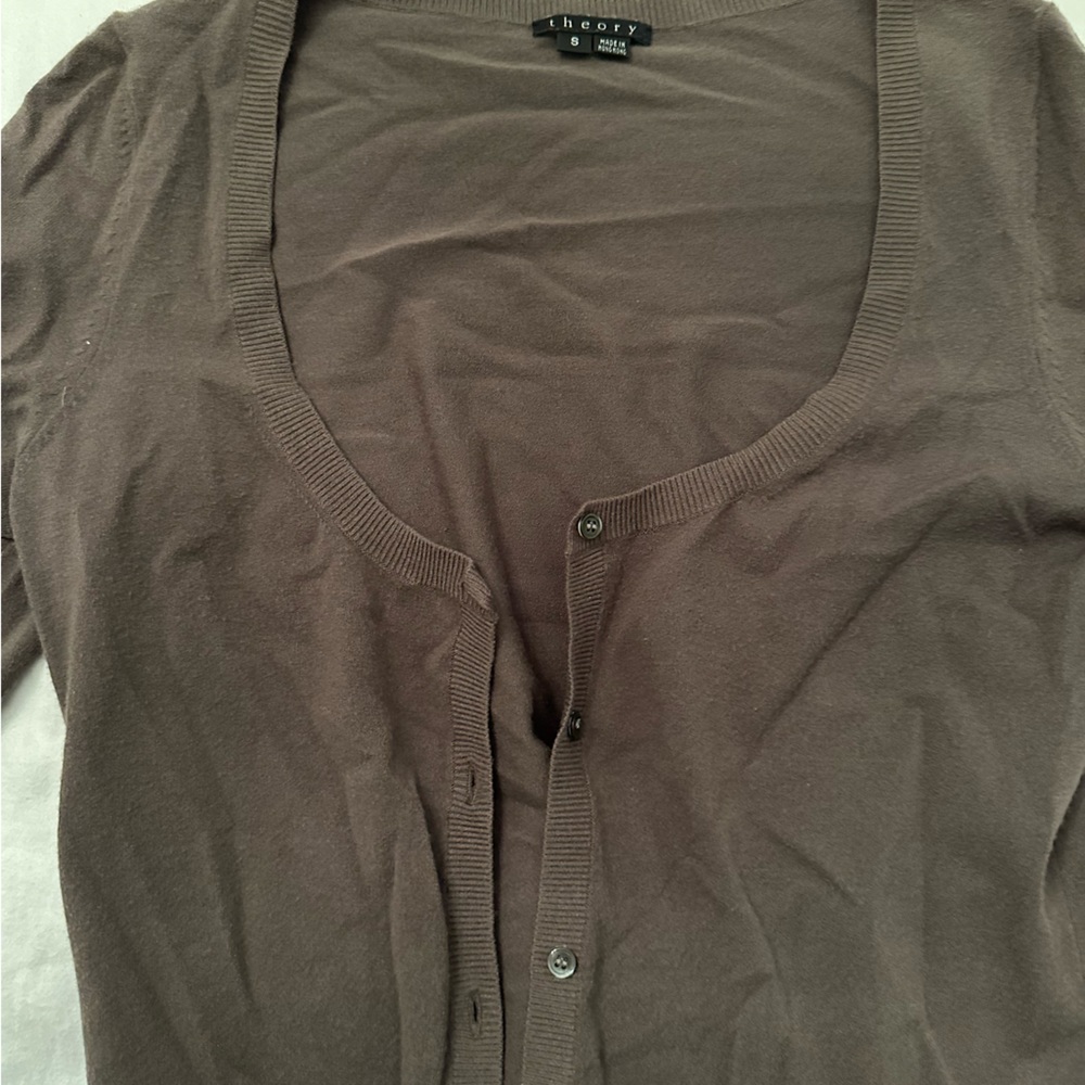 Theory Cardigan Brown Small - Picture 2 of 2